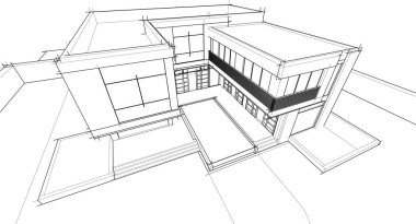 Ev yapımı mimari çizim vektörü illüstrasyonu