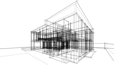 Ev yapımı mimari çizim vektörü illüstrasyonu