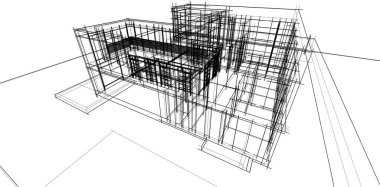 Ev yapımı mimari çizim vektörü illüstrasyonu