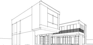 Ev yapımı mimari çizim vektörü illüstrasyonu