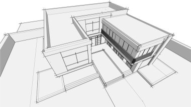 Ev yapımı mimari çizim vektörü illüstrasyonu