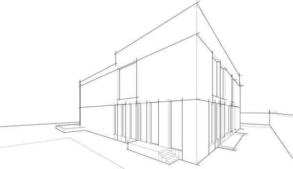 Ilustrasi Vektor Gambar Arsitektur Bangunan Rumah - Stok Vektor