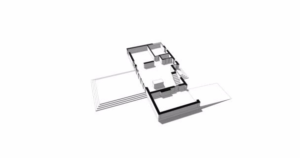 Huis Gebouw Architectonische Tekening Vector Animatie Illustratie — Stockvideo