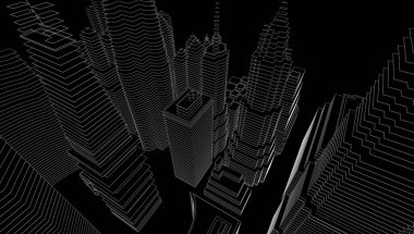 soyut mimari duvar kağıdı gökdelenler tasarım, dijital konsept arkaplan