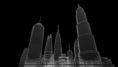 soyut mimari duvar kağıdı gökdelenler tasarım, dijital konsept arkaplan