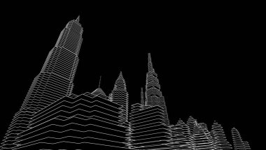 soyut mimari duvar kağıdı gökdelenler tasarım, dijital konsept arkaplan