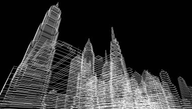 soyut mimari duvar kağıdı gökdelenler tasarım, dijital konsept arkaplan