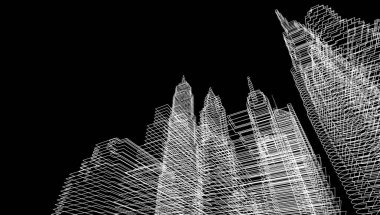 soyut mimari duvar kağıdı gökdelenler tasarım, dijital konsept arkaplan