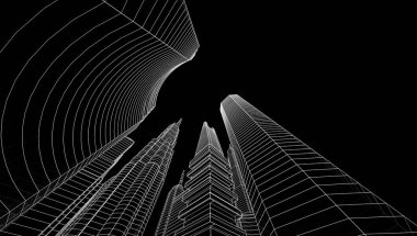 soyut mimari duvar kağıdı gökdelenler tasarım, dijital konsept arkaplan