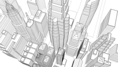 soyut mimari duvar kağıdı gökdelenler tasarım, dijital konsept arkaplan