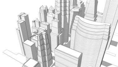 soyut mimari duvar kağıdı gökdelenler tasarım, dijital konsept arkaplan