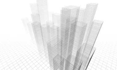 soyut mimari duvar kağıdı gökdelenler tasarım, dijital konsept arkaplan