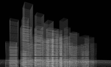 soyut mimari duvar kağıdı gökdelenler tasarım, dijital konsept arkaplan