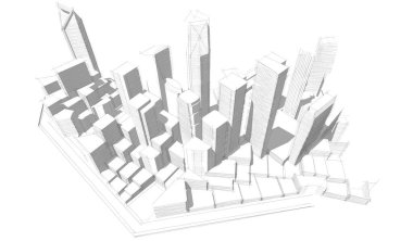 soyut mimari duvar kağıdı gökdelenler tasarım, dijital konsept arkaplan