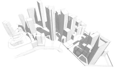 soyut mimari duvar kağıdı gökdelenler tasarım, dijital konsept arkaplan