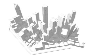 soyut mimari duvar kağıdı gökdelenler tasarım, dijital konsept arkaplan