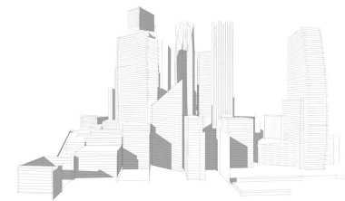 soyut mimari duvar kağıdı gökdelenler tasarım, dijital konsept arkaplan