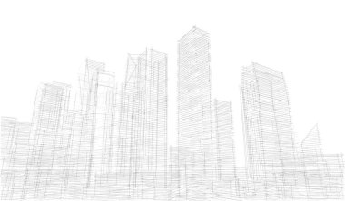 soyut mimari duvar kağıdı gökdelenler tasarım, dijital konsept arkaplan