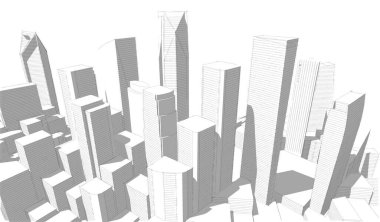 soyut mimari duvar kağıdı gökdelenler tasarım, dijital konsept arkaplan