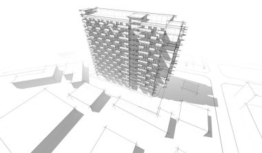  mimari çizim illüstrasyonu