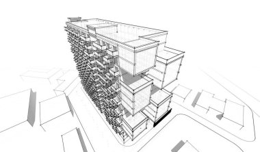  mimari çizim illüstrasyonu