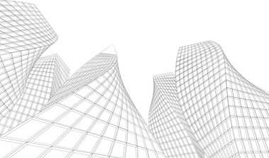 soyut mimari duvar kağıdı gökdelenler tasarım, dijital konsept arkaplan