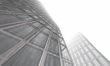 soyut mimari duvar kağıdı gökdelenler tasarım, dijital konsept arkaplan