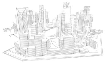 soyut mimari duvar kağıdı gökdelenler tasarım, dijital konsept arkaplan