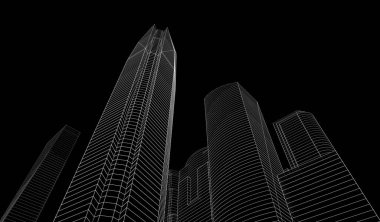 soyut mimari duvar kağıdı gökdelenler tasarım, dijital konsept arkaplan