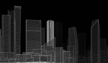 soyut mimari duvar kağıdı gökdelenler tasarım, dijital konsept arkaplan