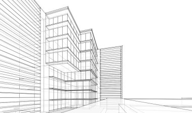 soyut mimari tasarım, binalar dijital konsept arka plan