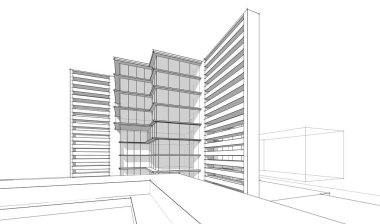 soyut mimari tasarım, binalar dijital konsept arka plan