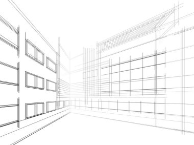 soyut mimari tasarım, binalar dijital konsept arka plan