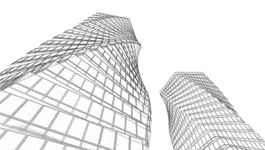 soyut mimari duvar kağıdı gökdelenler tasarım, dijital konsept arkaplan