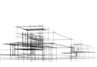 ev yapımı eskiz Mimari 3D illüstrasyon