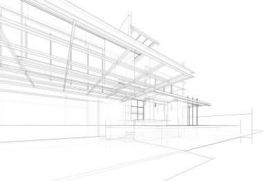 ev yapımı eskiz Mimari 3D illüstrasyon