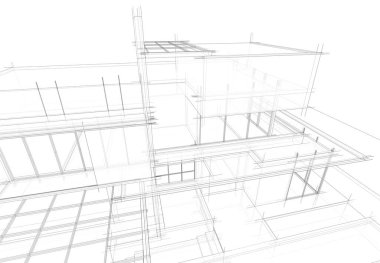 ev yapımı eskiz Mimari 3D illüstrasyon