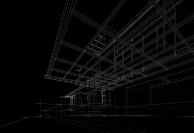 ev yapımı eskiz Mimari 3D illüstrasyon