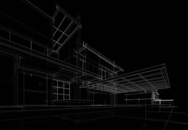 ev yapımı eskiz Mimari 3D illüstrasyon