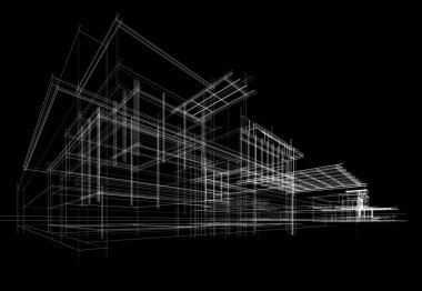 ev yapımı eskiz Mimari 3D illüstrasyon