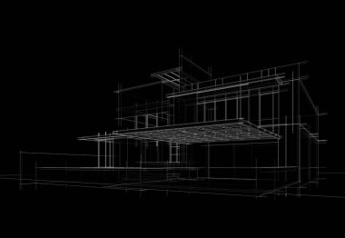 ev yapımı eskiz Mimari 3D illüstrasyon
