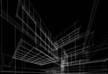 ev yapımı eskiz Mimari 3D illüstrasyon