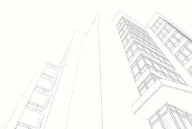 Soyut mimari arkaplan, 3d illüstrasyon