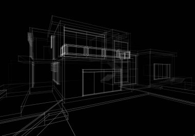 Mimari çizim. Modern bina çizimi, 3D görüntüleme