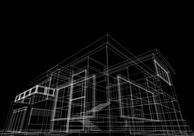 Mimari çizim. Modern bina çizimi, 3D görüntüleme