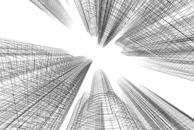 Soyut şehir binaları 3D görüntüleme