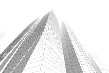 Soyut şehir binaları 3D görüntüleme