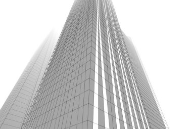 Soyut şehir binaları 3D görüntüleme