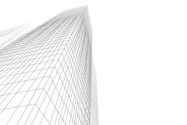 Soyut şehir binaları 3D görüntüleme