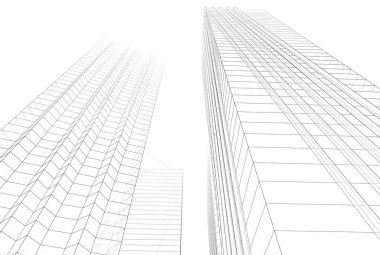 Soyut şehir binaları 3D görüntüleme